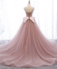 Pink Sweetheart Tulle Long Prom Gown Pink Tulle Formal Dress