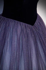 Purple Tulle Off the Shoulder Prom Dress, A-Line Evening Party Dress