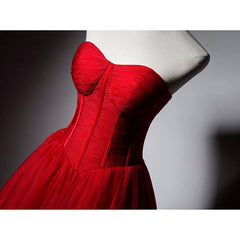 Red Sweetheart Tulle Ball Gown Floor Length Formal Dress, Red Tulle Evening Dress Party Dress