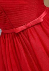 Red Tulle Short Prom Dresses,A-Line Semi Formal Dress