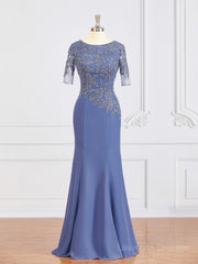 Sheath/Column Bateau Floor-Length Chiffon Mother of the Bride Dresses With Appliques Lace