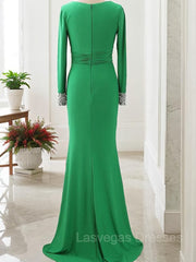 Sheath/Column V-neck Sweep Train Jersey Mother of the Bride Dresses With Ruffles