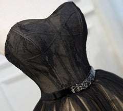 Short Black Lace Prom Dresses, Little Black Lace Formal Homecoming Dresses