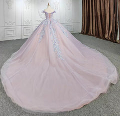 Sweetheart Off The Shoulder Beaded Floral Appliqué quinceanera Ball Gown