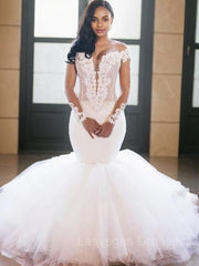 Trumpet/Mermaid Off-the-Shoulder Floor-Length Tulle Wedding Dresses